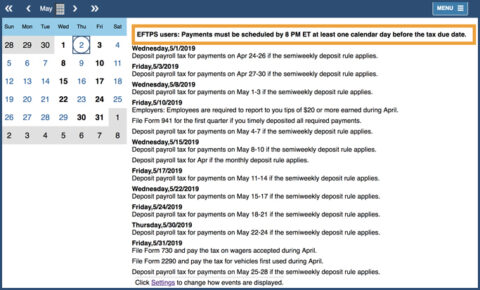 Easy IRS Tax Calendar - Premier Tax & Accounting Services in Blue Ridge, GA