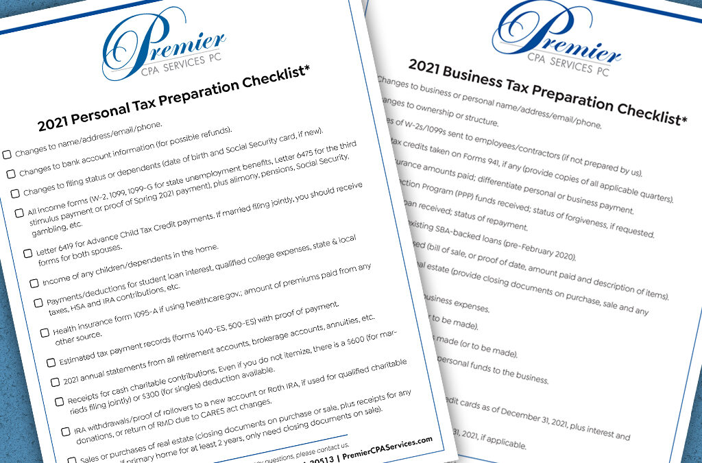 2021 Tax Preparation Checklists Now Available